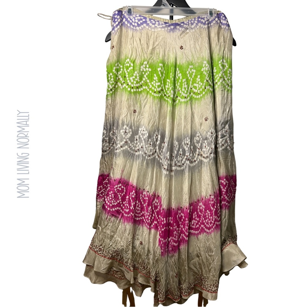 Moda International Multicolor Waist Adjustable Maxi Skirt